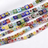 Millefiori Slice Lampwork Beads, Millefiori Lampwork,  Square, DIY & different size for choice & enamel, more colors for choice, Sold By Strand