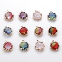 Crystal Pendants with Brass gold color plated Unisex & faceted 12mm Sold By PC