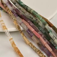 Gemstone Jewelry Beads, Natural Stone, Rectangle, DIY & different materials for choice, more colors for choice, 4x13mm, Approx 28PCs/Strand, Sold By Strand