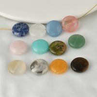 Gemstone Jewelry Beads Natural Stone Flat Round DIY 16mm Approx Sold By Bag