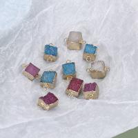 Ágata quartzo de gelo conector, with cobre, Quadrado, cromado de cor dourada, DIY & laço de 1/1, Mais cores pare escolha, 10x18mm, vendido por PC
