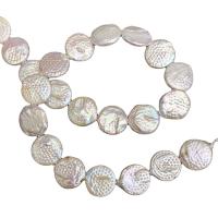 Coin odlad sötvattenspärla pärlor, Freshwater Pearl, Flat Round, polerad, DIY, vit, 16mm, Såld Per Ca 38 cm Strand