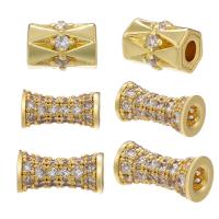 Cubic Zirconia Micro Pave Brass Beads Round plated DIY & micro pave cubic zirconia nickel lead & cadmium free Sold By PC