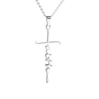 Titanium Steel Necklace, with 2 extender chain, Cross, plated, for woman, more colors for choice, 45mm, Length:17.7 Inch, Sold By PC