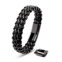 PU Leather Bracelet with Titanium Steel gun black plated with magnetic & for man black Sold By PC