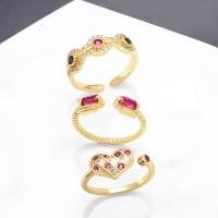 Cubic Zirconia Micro Pave Brass Ring gold color plated & micro pave cubic zirconia & for woman nickel lead & cadmium free 8mm Sold By PC