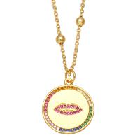 Cubic Zircon Micro Pave Brass Necklace, with 2 extender chain, gold color plated, different styles for choice & micro pave cubic zirconia & for woman, mixed colors, nickel, lead & cadmium free, 20x18mm, Length:17.7 Inch, Sold By PC
