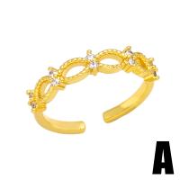 Cúbicos Circonia Micro Pave anillo de latón, metal, chapado en color dorado, diferentes estilos para la opción & micro arcilla de zirconia cúbica & para mujer, libre de níquel, plomo & cadmio, 7mm, Vendido por UD