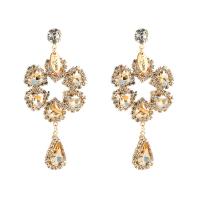 Rhinestone Earring Zinc Alloy with Glass Rhinestone gold color plated fashion jewelry & for woman coffee color nickel lead & cadmium free Sold By Pair