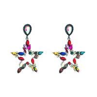 Rhinestone Earring Zinc Alloy with Glass Rhinestone Star fashion jewelry & for woman multi-colored nickel lead & cadmium free Sold By Pair