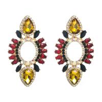 Rhinestone Earring, Tibetan Style, with Glass Rhinestone, fashion jewelry & micro pave cubic zirconia & for woman, more colors for choice, nickel, lead & cadmium free, 35x64mm, Sold By Pair