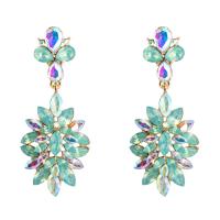 Rhinestone Earring, Tibetan Style, fashion jewelry & for woman & with rhinestone, more colors for choice, nickel, lead & cadmium free, 28x61mm, Sold By Pair