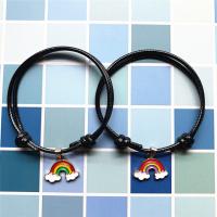 Couple Bracelet and Bangle, Wax Cord, with Tibetan Style, plated, 2 pieces & Adjustable & fashion jewelry & enamel, more colors for choice, Length:16-25 cm, Sold By Pair