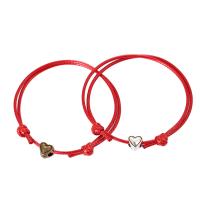 Fashion Create Wax Cord Bracelets, with Tibetan Style, plated, 2 pieces & Adjustable & fashion jewelry, more colors for choice, 9x9mm, Length:18 cm, Sold By Pair