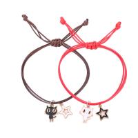 Couple Bracelet and Bangle Wax Cord with Zinc Alloy plated 2 pieces & Adjustable & fashion jewelry & enamel Length 16-25 cm Sold By Pair
