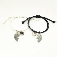 Couple Bracelet and Bangle Wax Cord with Zinc Alloy plated 2 pieces & fashion jewelry & enamel Length 16-25 cm Sold By Pair