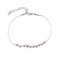 Tibetan Style Anklet, Round, silver color plated, Adjustable & fashion jewelry & for woman, silver color, nickel, lead & cadmium free, 6mm, Length:21 cm, Sold By PC