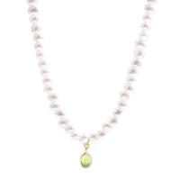Пластиковый жемчужное ожерелье, Пластиковая жемчужина, с Кристаллы, с 9.7cm наполнитель цепи, Регулируемый & ювелирные изделия моды & Женский, белый, 12mm, длина:31.5 см, продается PC