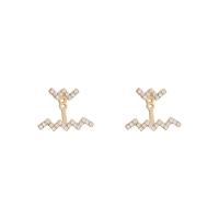 Tibetan Style Stud Earring, high quality gold color plated, fashion jewelry & for woman & with rhinestone, golden, nickel, lead & cadmium free, 18x15mm, Sold By Pair