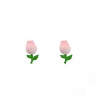 Zinc Alloy Stud Earring Tulip plated fashion jewelry & for woman & enamel mixed colors nickel lead & cadmium free Sold By Pair