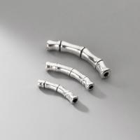 925 Sterling Silver Curved Tube Beads plated 40mm Sold By PC