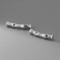 925 Sterling Silver Curved Tube Beads Bamboo plated 39mm Sold By PC