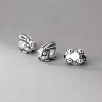 925 Sterling Silver Spacer Bead Rabbit plated Sold By PC