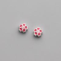925 Sterling Silver Spacer Bead, Flower, platinum plated, epoxy gel, more colors for choice, 6mm, Sold By PC