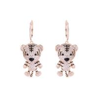 Cubic Zirconia Micro Pave Brass Earring Tiger real gold plated micro pave cubic zirconia & for woman Sold By Pair