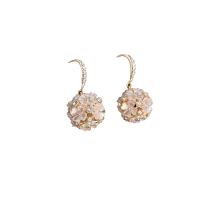 Cubic Zirconia Micro Pave Brass Earring, with Shell, gold color plated, different styles for choice & micro pave cubic zirconia & for woman, gold, 52mm, Sold By Pair