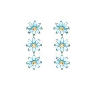 Cubic Zirconia Micro Pave Brass Earring, Flower, gold color plated, micro pave cubic zirconia & for woman, more colors for choice, 50x15mm, Sold By Pair