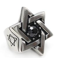 Titanium Steel Finger Ring polished & for man & with rhinestone & blacken original color Sold By PC