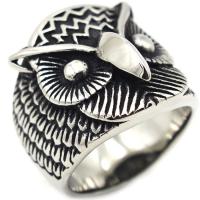 Titanium Steel Finger Ring Owl polished & for man & blacken original color Sold By PC