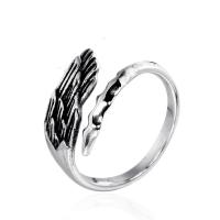 Titantium Steel prst prsten, Titanium ocel, Wing Shape, různé velikosti pro výběr & černat, Původní barva, 12mm, Prodáno By PC