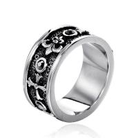 Titanium Steel Finger Ring & with rhinestone & blacken original color Sold By PC