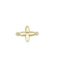 Brass Jewelry Connector, Four Leaf Clover, 18K gold plated, 1/1 loop & hollow, 16.50x12mm, Sold By PC