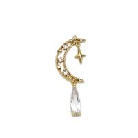 Cubic Zirconia Micro Pave Brass Pendant Moon and Star 18K gold plated micro pave cubic zirconia Sold By PC