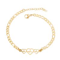 Stainless Steel Jewelry Bracelet 304 Stainless Steel with 5cm extender chain Heart Vacuum Ion Plating fashion jewelry & for woman golden Length 12 cm Sold By PC