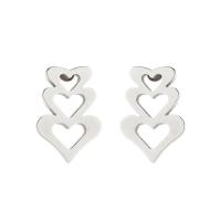 Stainless Steel Stud Earrings, 304 Stainless Steel, Heart, Vacuum Ion Plating, fashion jewelry & for woman, more colors for choice, 6x9mm, Sold By Pair