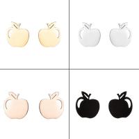 Stainless Steel Stud Earrings, 304 Stainless Steel, Apple, Vacuum Ion Plating, fashion jewelry & for woman, more colors for choice, 9x10mm, Sold By Pair