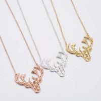 Stainless Steel Jewelry Necklace 304 Stainless Steel Antlers Vacuum Ion Plating fashion jewelry & for woman Length 45 cm Sold By PC