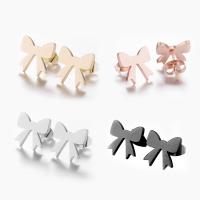 Stainless Steel Stud Earrings, 304 Stainless Steel, Bowknot, Vacuum Ion Plating, fashion jewelry & for woman, more colors for choice, 10x10mm, Sold By Pair