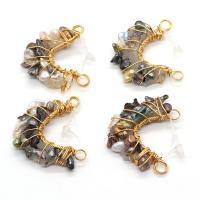 Resin Connector, Freshwater Pearl, with Resin & Brass, Moon, gold color plated, DIY & 1/1 loop, more colors for choice, 30x33-35x40mm, Sold By PC