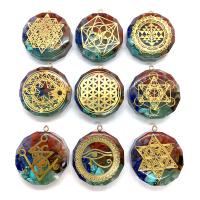 Gemstone Pendants Jewelry, with Resin, Unisex, more colors for choice, 35mm, Sold By PC