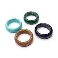 Natural Gemstone Finger Ring, Natural Stone, Donut, random style & Unisex, mixed colors, 6mm, Inner Diameter:Approx 18mm, Sold By PC