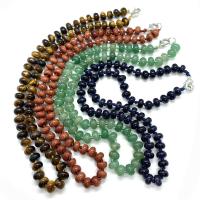 Halskettingen met edelstenen, Natuursteen, Rond plat, uniseks, meer kleuren voor de keuze, 5x9mm, Lengte Ca 38 cm, Verkocht door PC