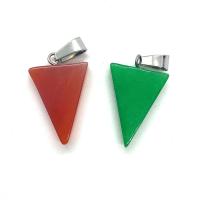 Gemstone Pendants Jewelry, Natural Stone, Triangle, different materials for choice & Unisex, more colors for choice, 15x24mm, Sold By PC