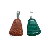 Gemstone Pendants Jewelry, Natural Stone, Trapezium, different materials for choice & Unisex, more colors for choice, 17x24mm, Sold By PC