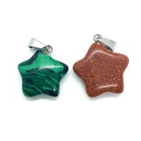 Gemstone Pendants Jewelry, Natural Stone, Star, different materials for choice & Unisex, more colors for choice, 20x23mm, Sold By PC