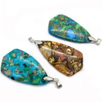 Gemstone Pendants Jewelry, Natural Stone, Unisex, more colors for choice, 29x50mm, Sold By PC